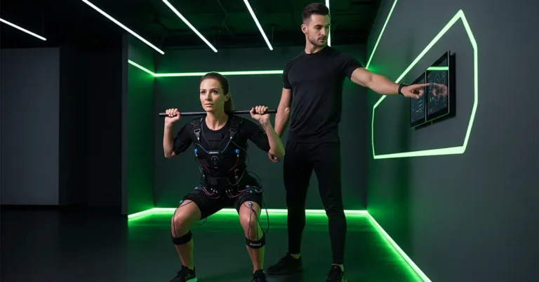 O femeie efectuând un antrenament XBody ghidată de un antrenor personal la Elite Gym